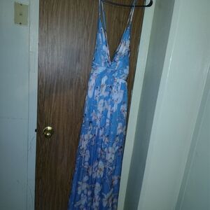 Fashion Nova Blue Floral Maxi Dress